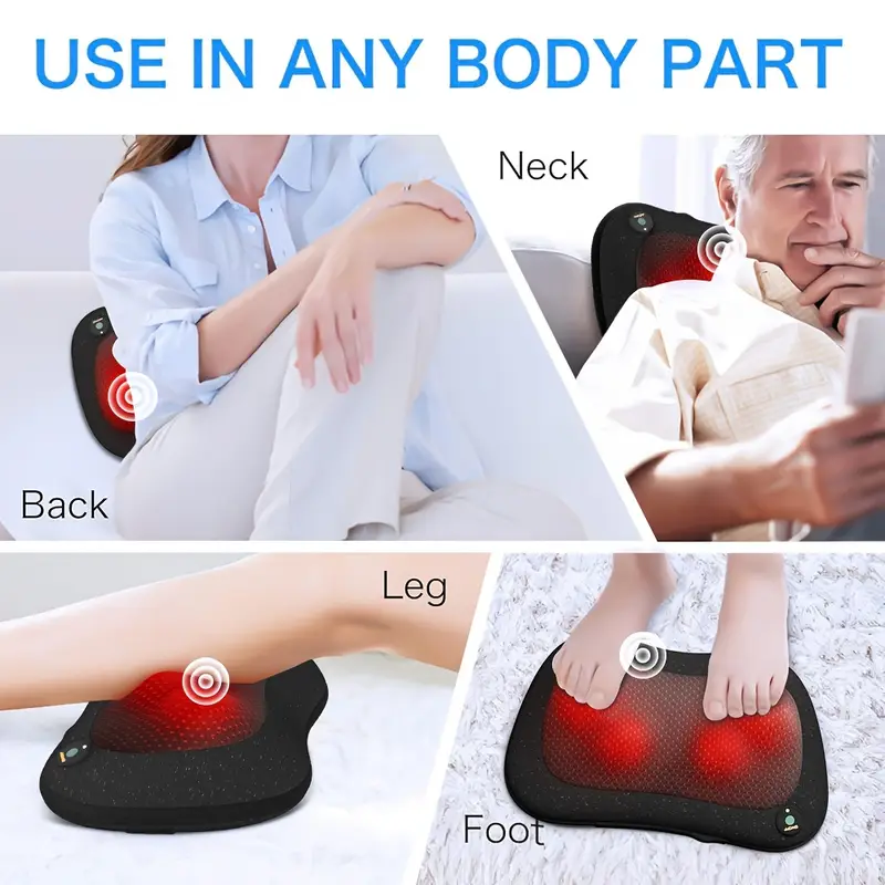 Elektryczna poduszka do masażu Shiatsu: szyja, plecy, talia 🛀